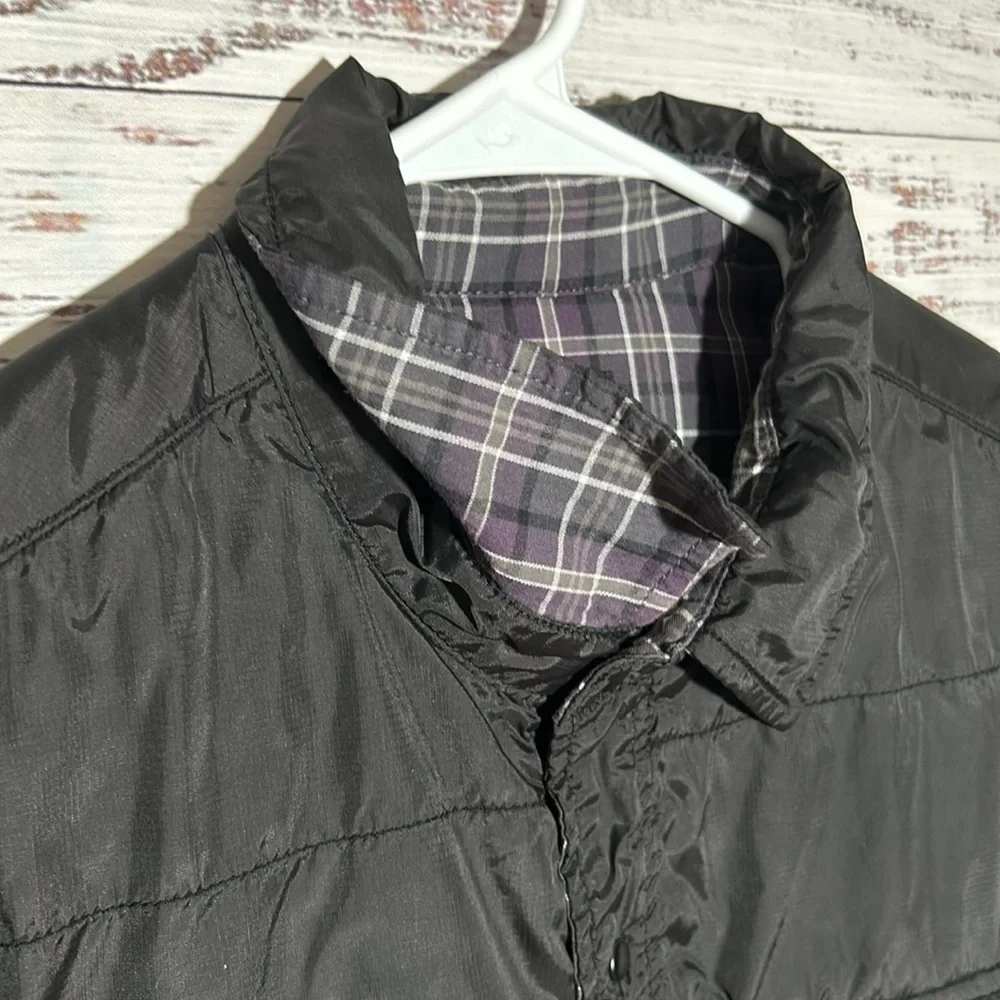 Prana Men's Jacket black and purple plaid Small
